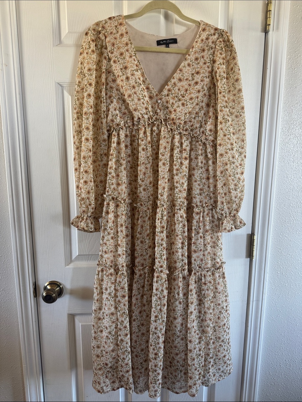 Pinkblush Cream Floral V-Neck Tiered Maxi Dress